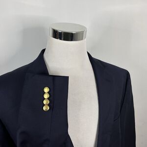 Chaps 48L Blazer 100% Wool Navy Blue Gold Two Button Lined Vented